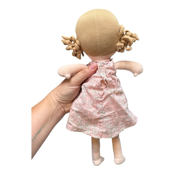 HAZEL VILLAGE Fern Handmade Plush Doll In Pink Floral Cotton Dress - Picture 2 of 10